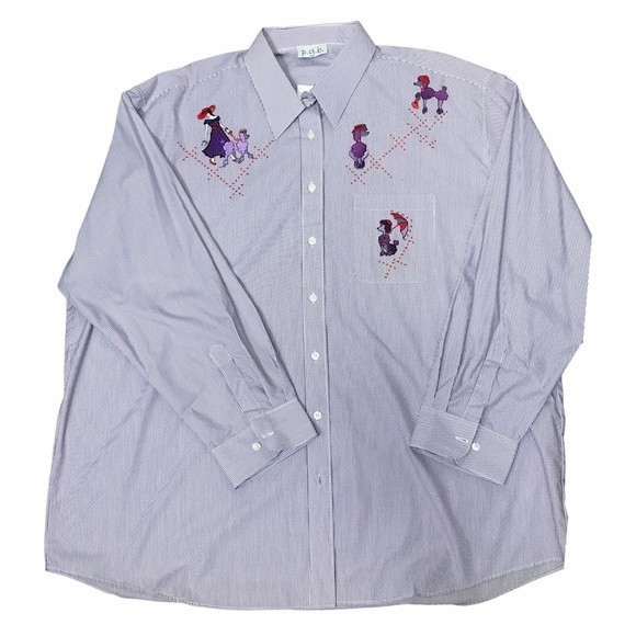 Vintage p.g.b Striped Cotton Button Down Shirt violet,red size 2X - Picture 6 of 16